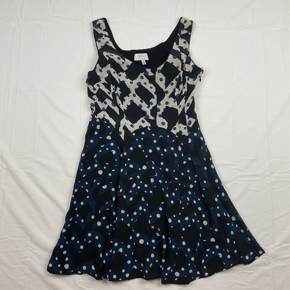 Harlyn Silk Sleeveless‎ Fit And Flare Dress 2P Abstract Polka Dot Party